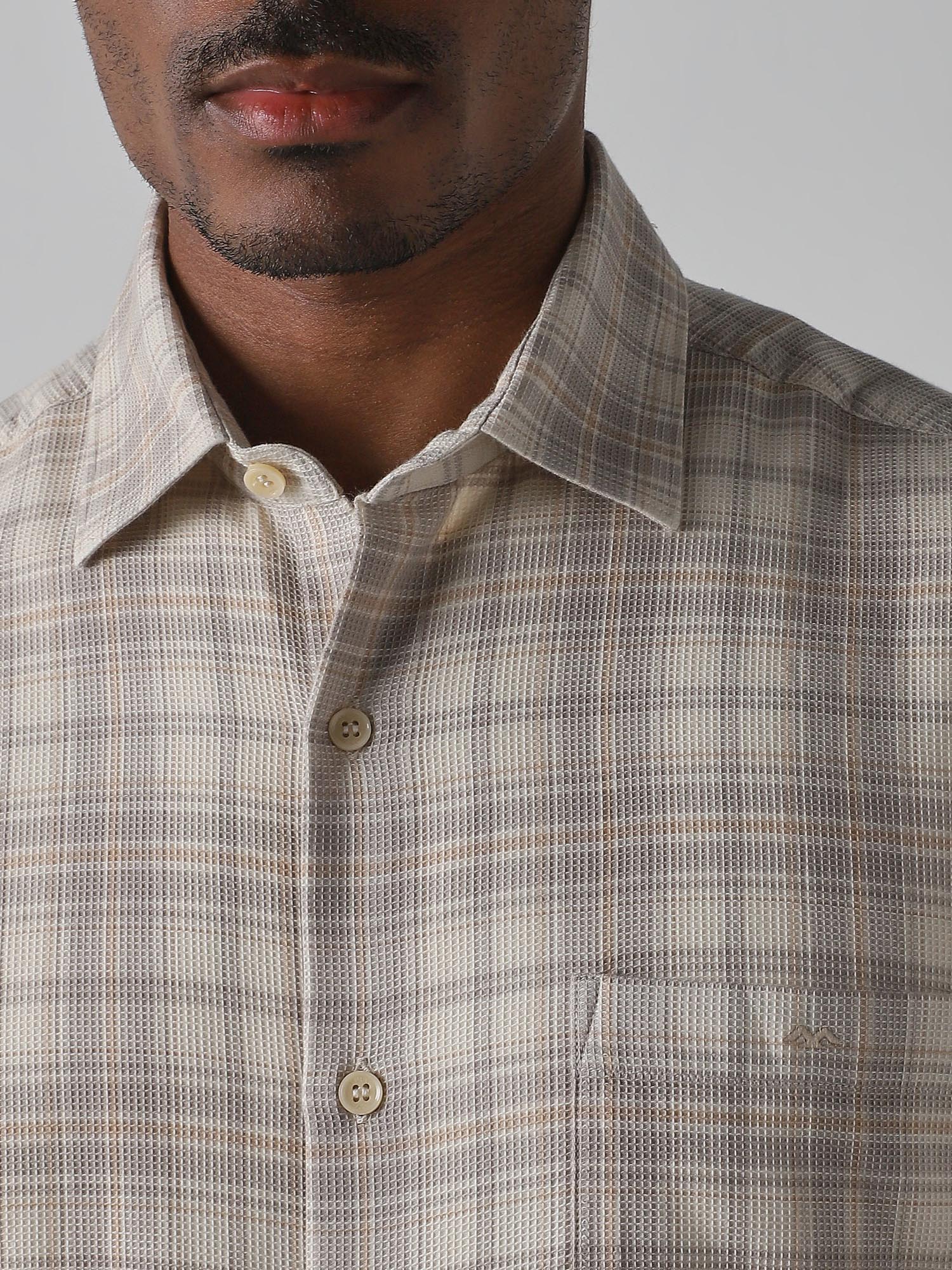 Muted Beige Checks Men Shirt