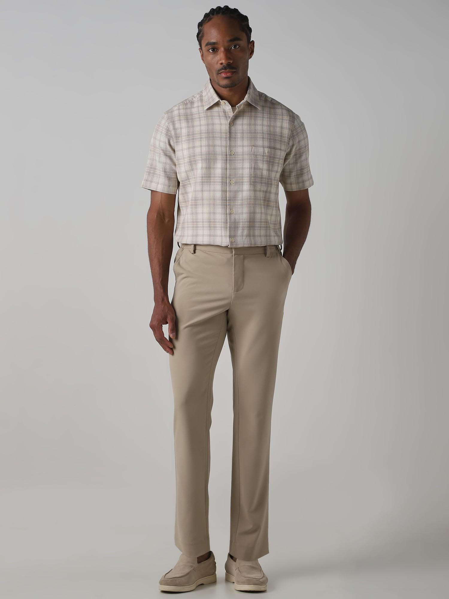 Muted Beige Checks Men Shirt