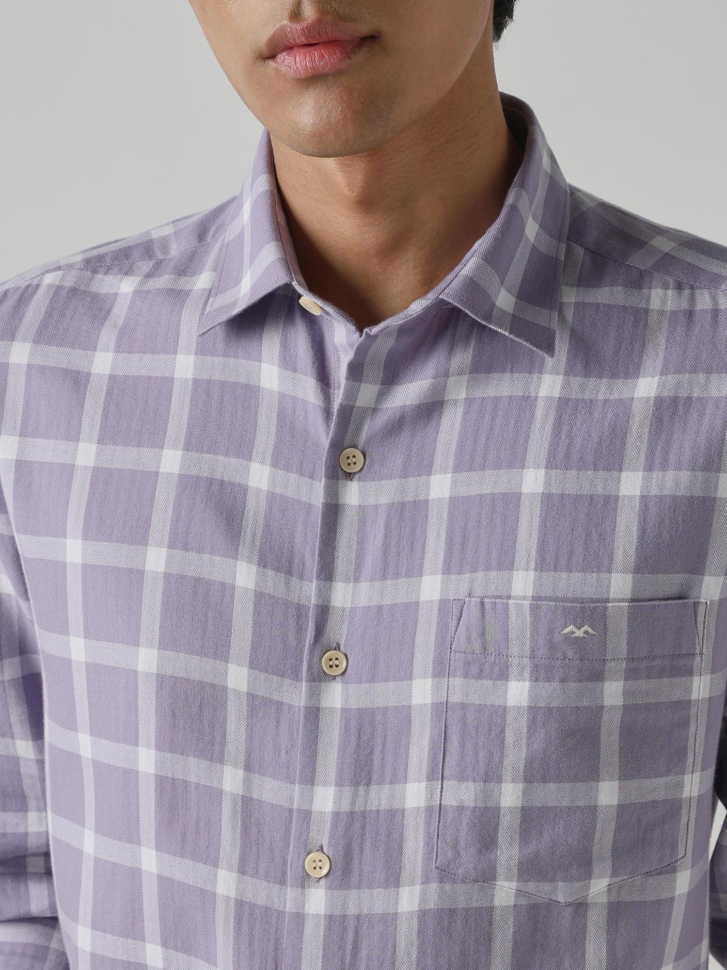 Muted Lavender Purple Checks Men Shirt