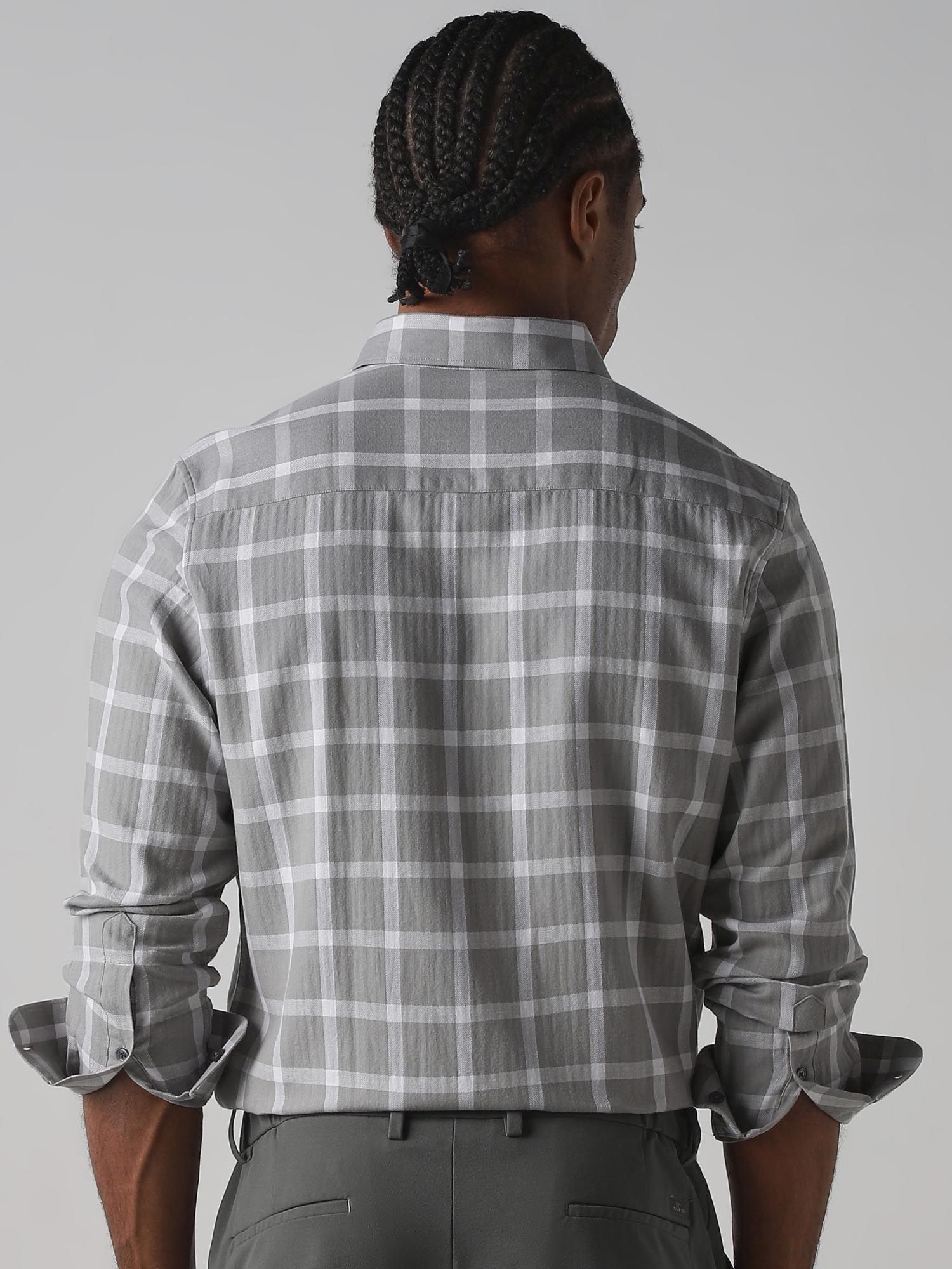 Muted Grey Checks Men Shirt