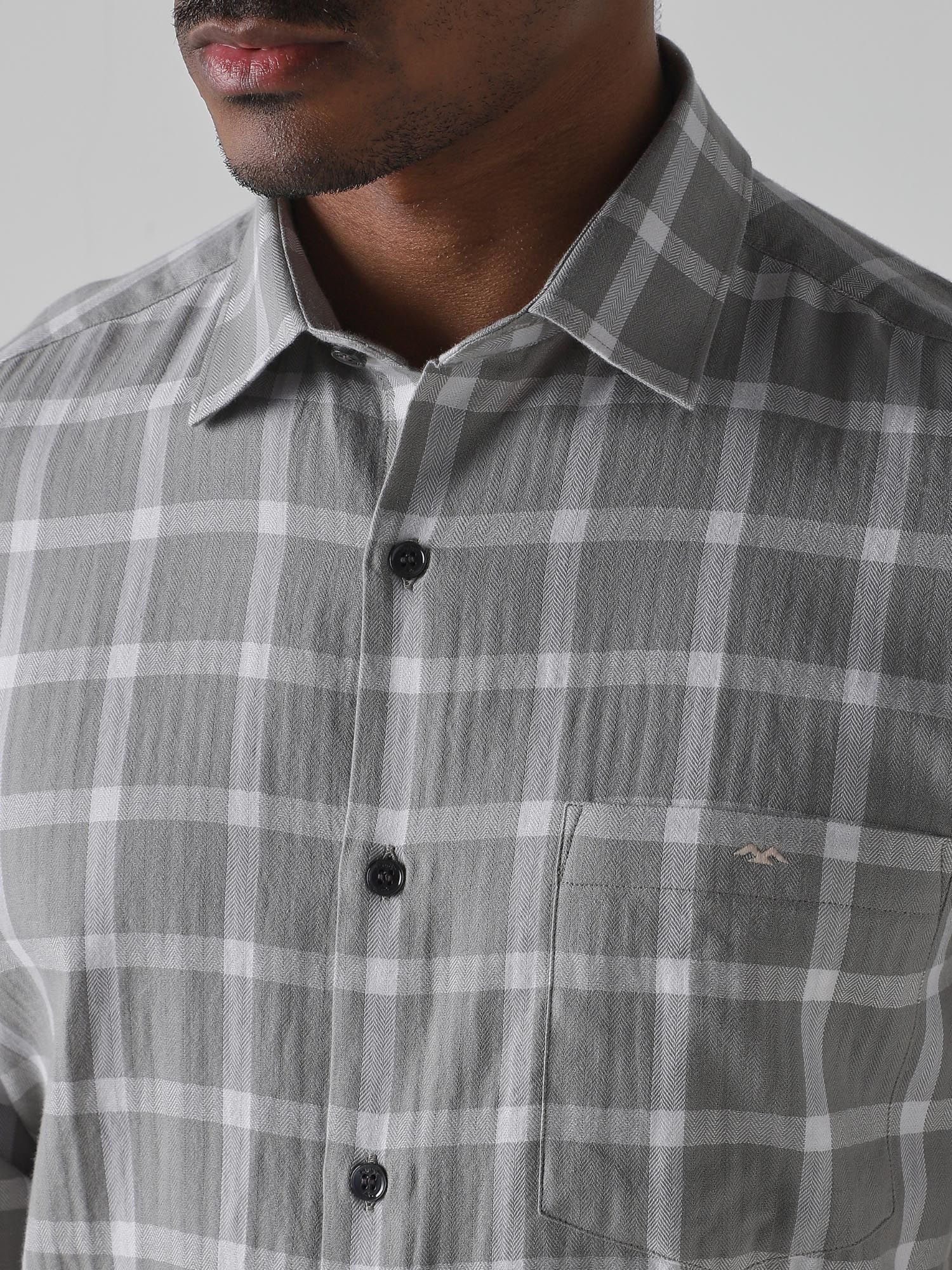 Muted Grey Checks Men Shirt