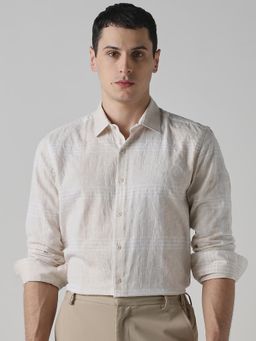 Mufti - Beige Textured Men Shirt