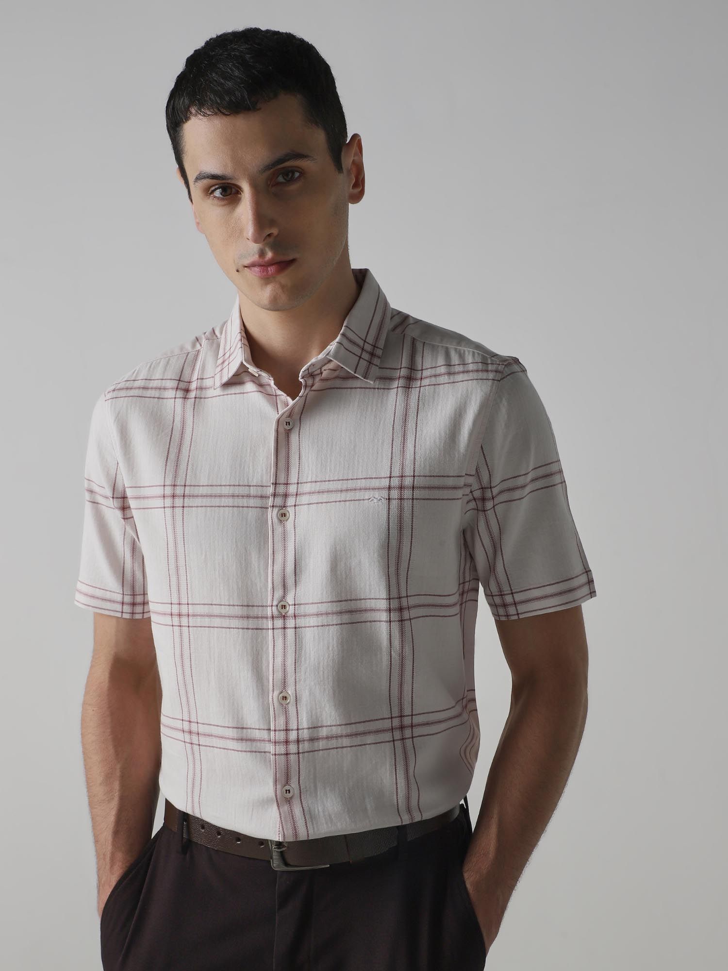 Pastel Pink Checks Men Shirt