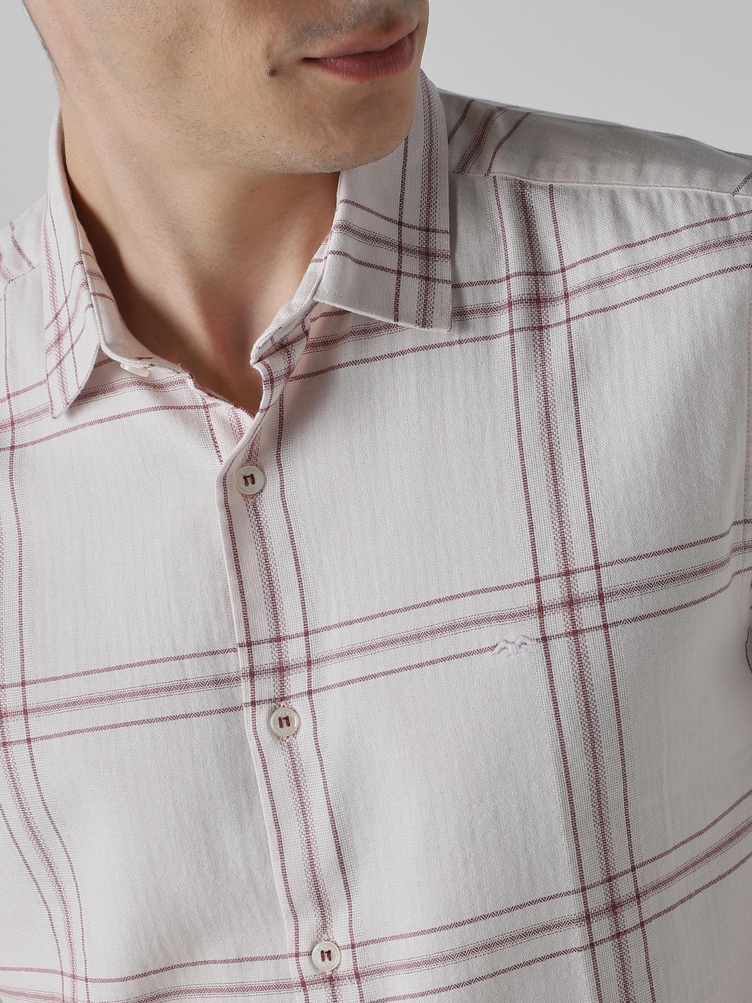 Pastel Pink Checks Men Shirt