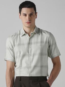 Mufti - Light Green Checks Men Shirt