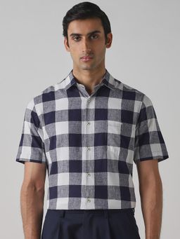 Mufti - Navy Blue Checks Men Shirt