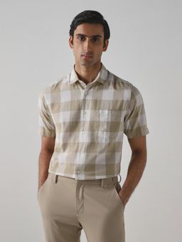 Mufti - Beige Checks Men Shirt