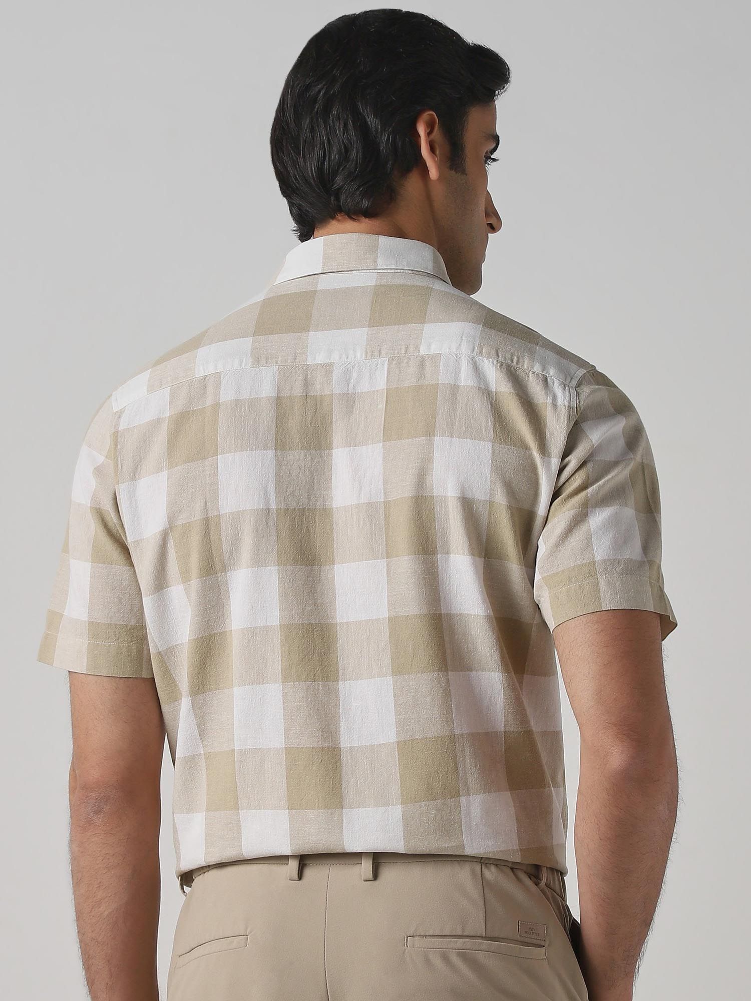 Beige Checks Men Shirt