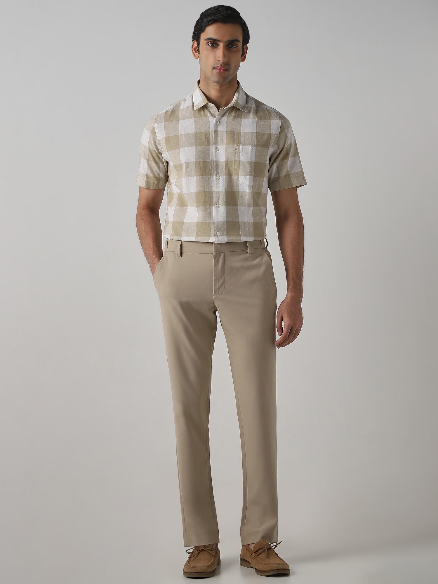 Beige Checks Men Shirt