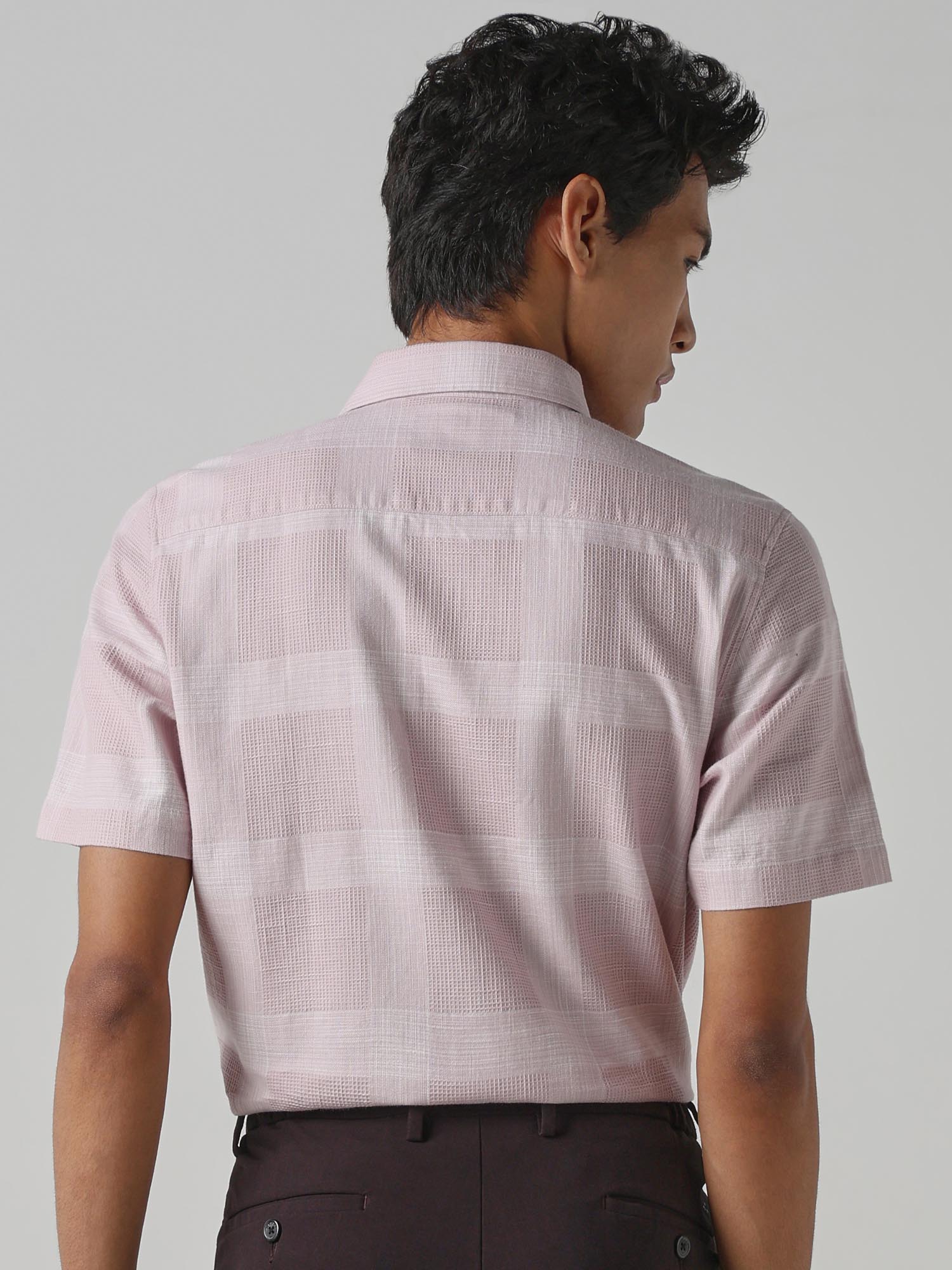 Pastel Pink Checks Men Shirt