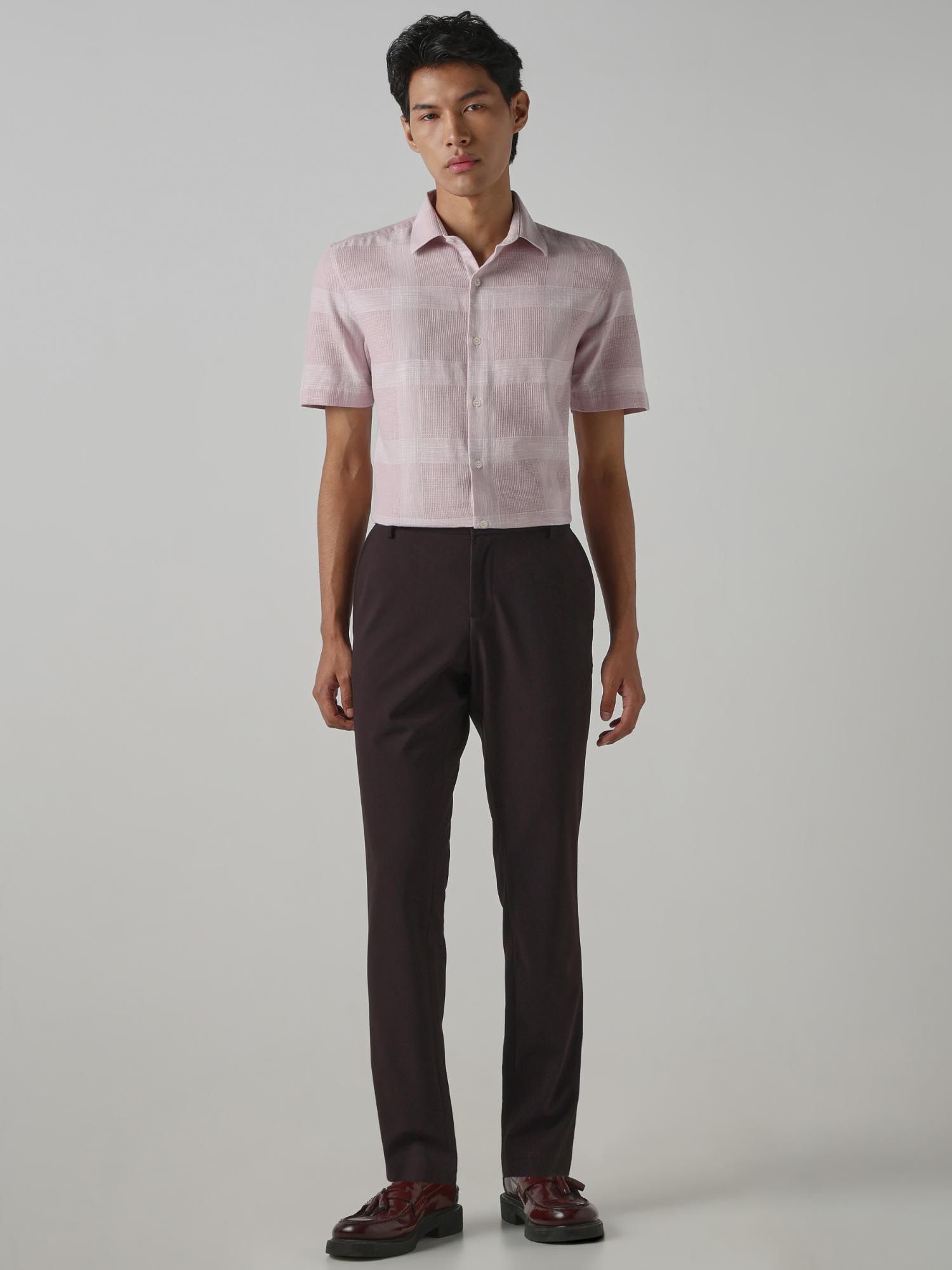 Pastel Pink Checks Men Shirt