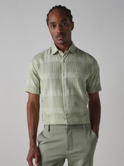 Mufti - Light Green Checks Men Shirt