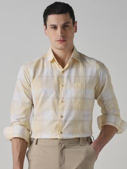 Mufti - Light Yellow Checks Men Shirt