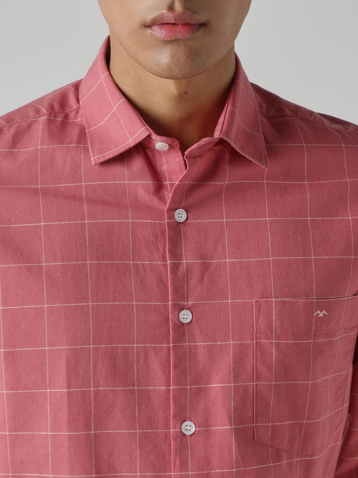 Muted Rose Pink Checks Men Shirt