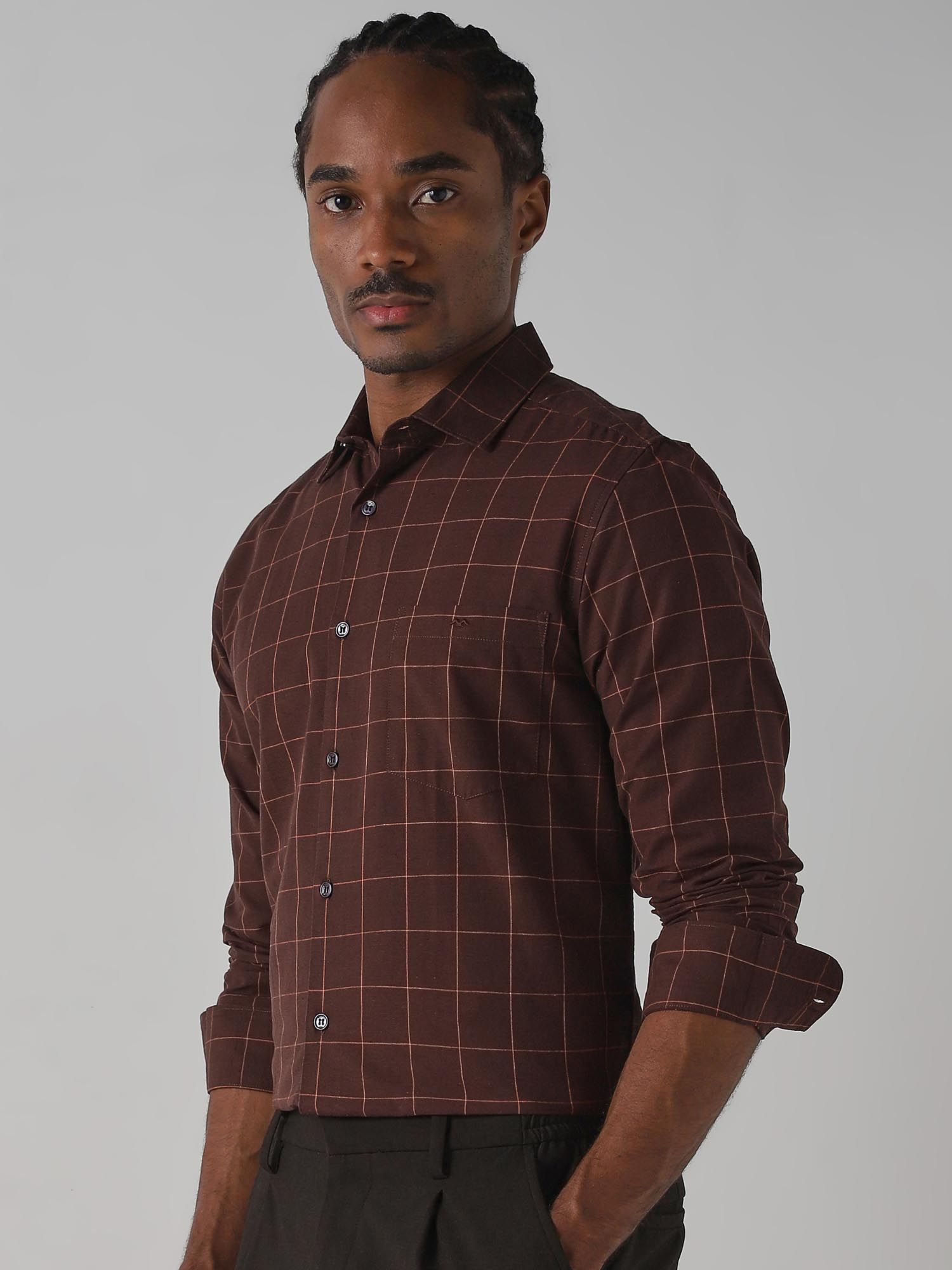Rich Brown Checks Men Shirt