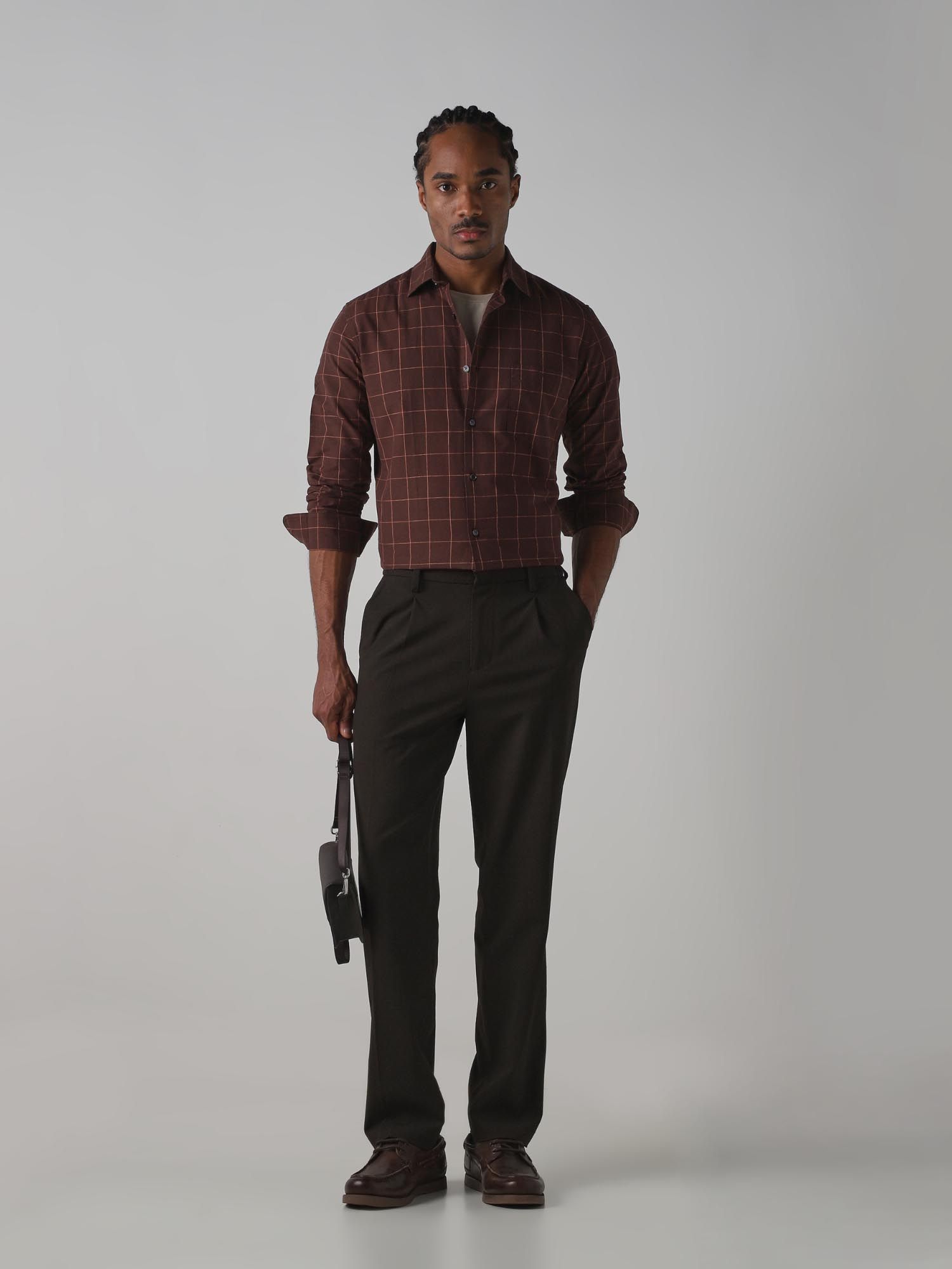 Rich Brown Checks Men Shirt