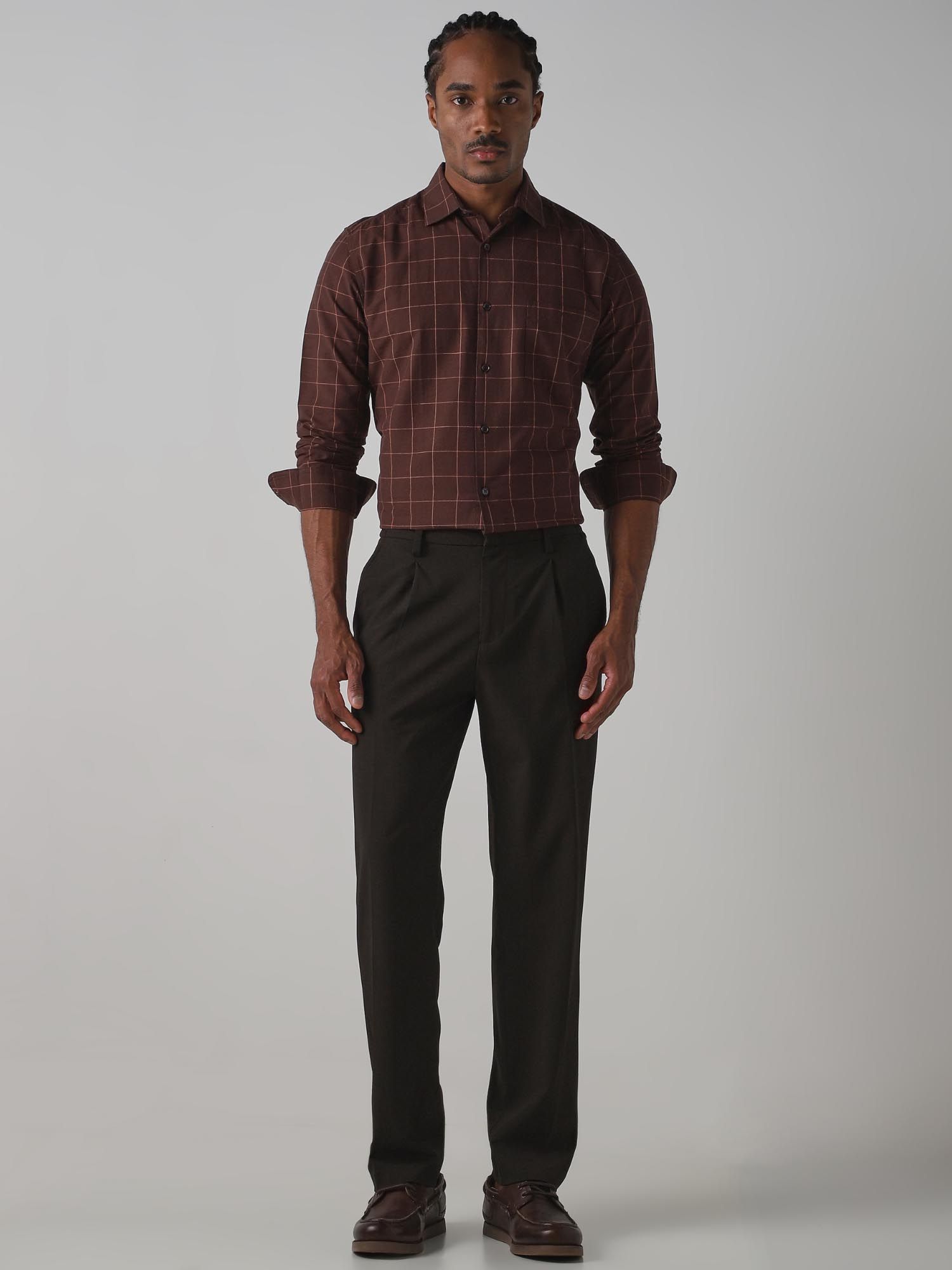 Rich Brown Checks Men Shirt