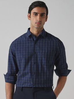 Mufti - Dark Navy Blue Checks Men Shirt