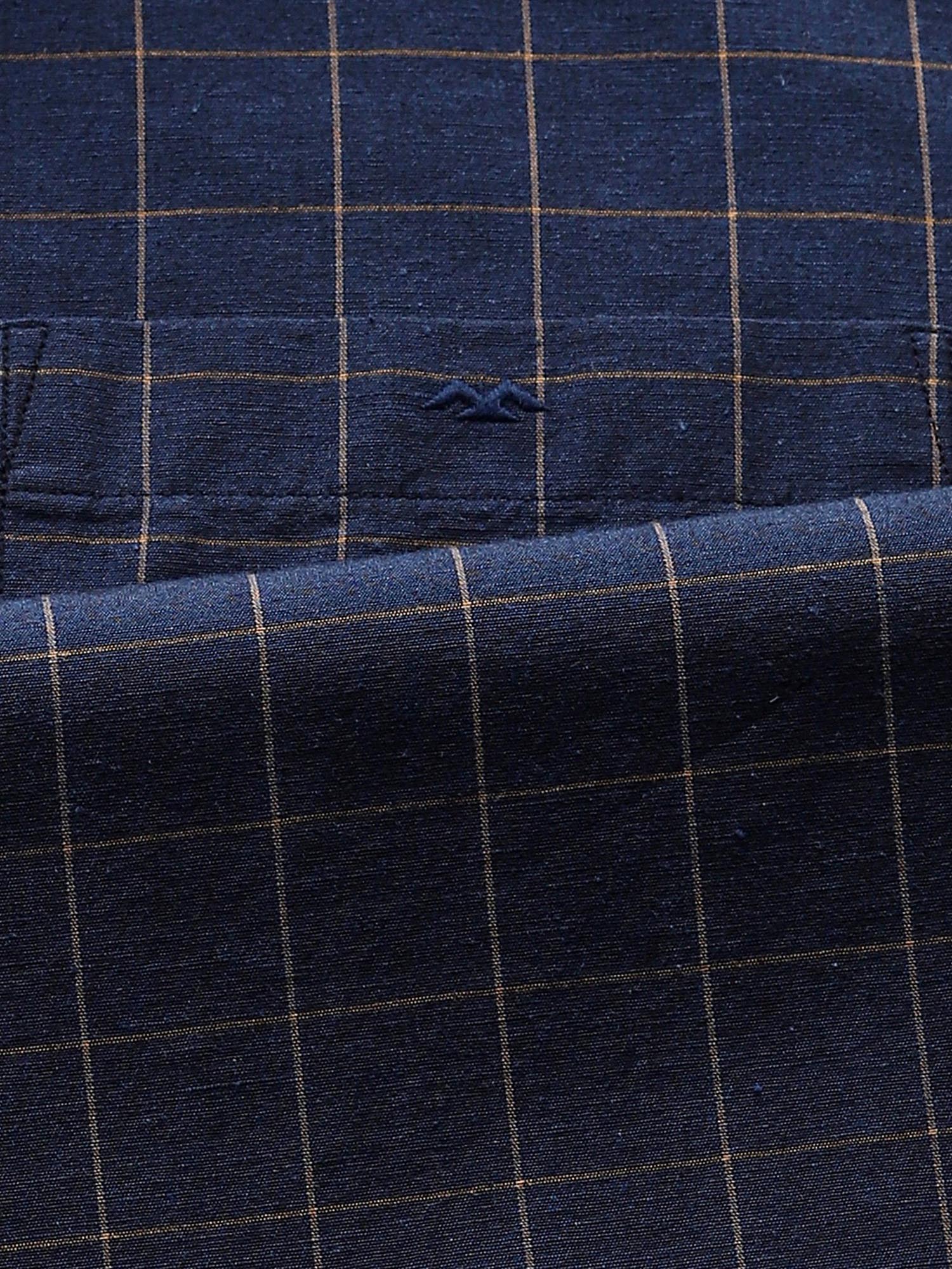 Dark Navy Blue Checks Men Shirt