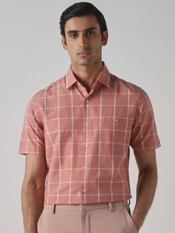 Mufti - Muted Rose Pink Checks Men Shirt