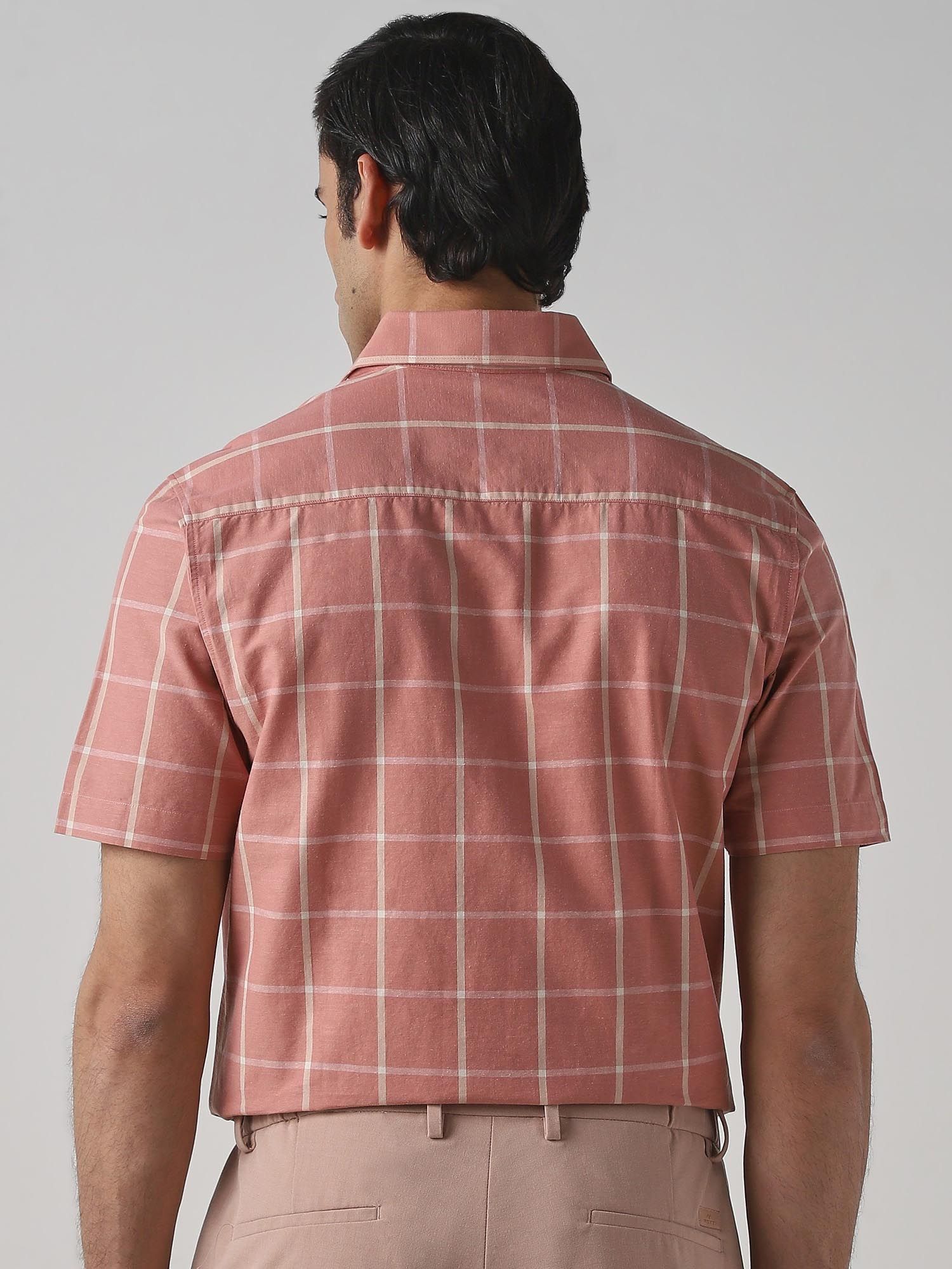 Muted Rose Pink Checks Men Shirt