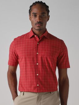 Mufti - Bright Red Checks Men Shirt
