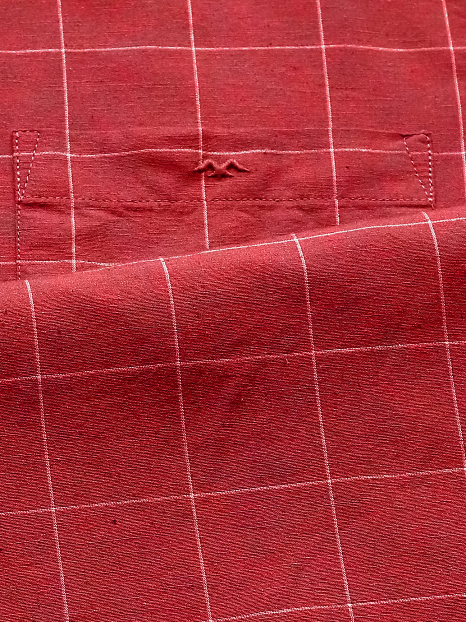 Bright Red Checks Men Shirt