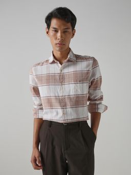 Mufti - Light Brown Checks Men Shirt