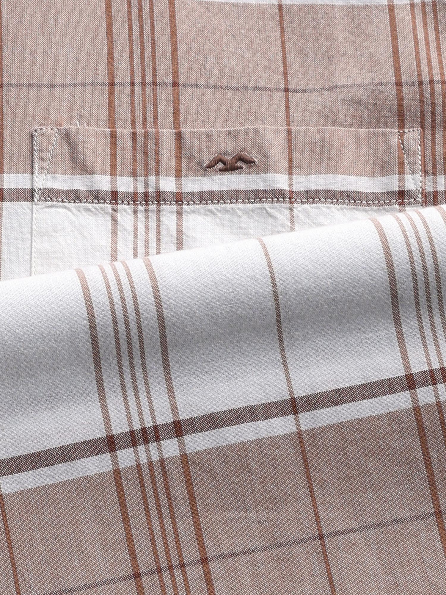 Light Brown Checks Men Shirt
