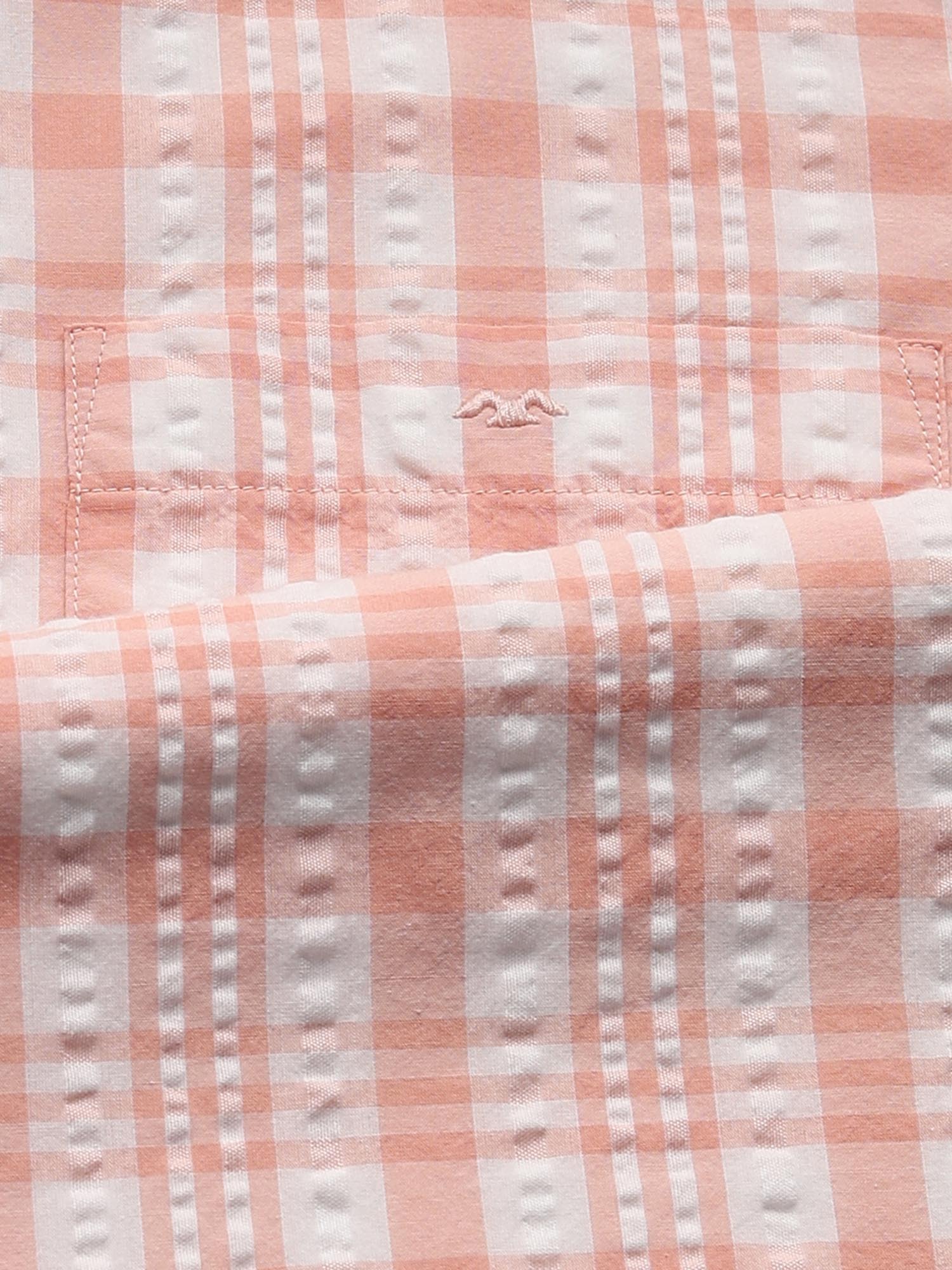 Peach Checks Men Shirt