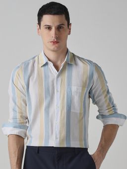 Mufti - Rich Eggshell White Stripes Men Shirt