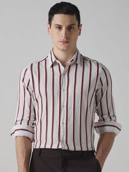 Mufti - Deep Maroon Stripes Men Shirt