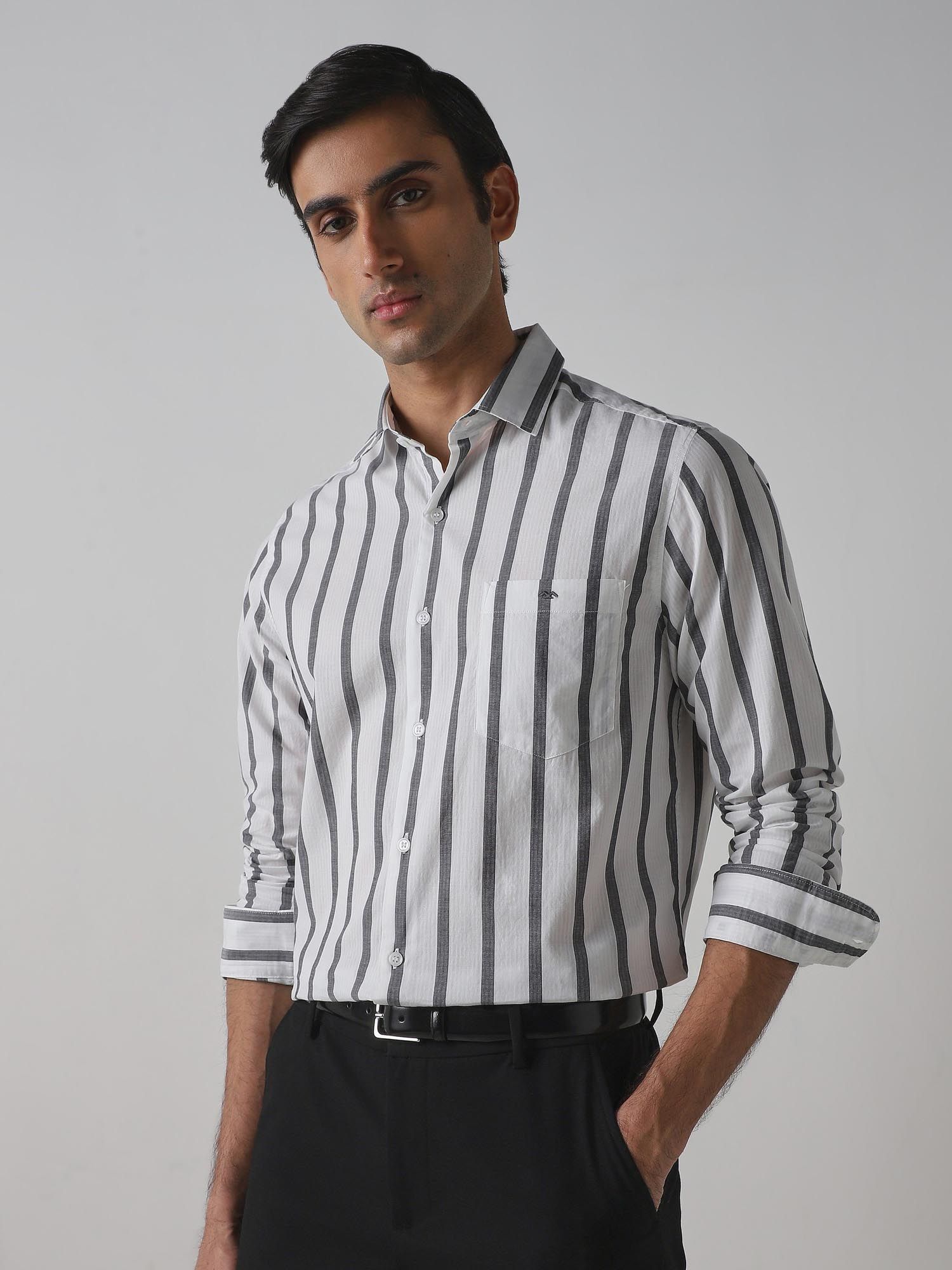 Bright White Stripes Men Shirt