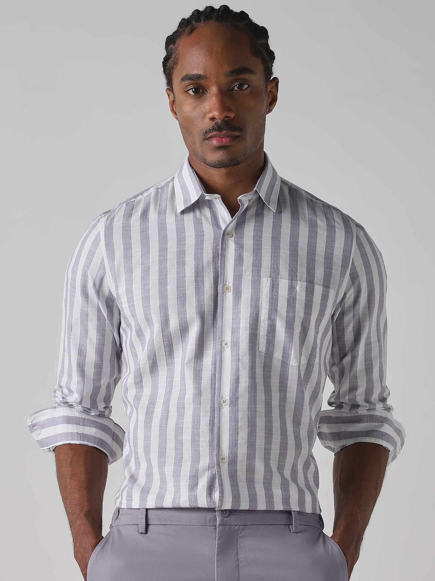 Lilac Stripes Men Shirt