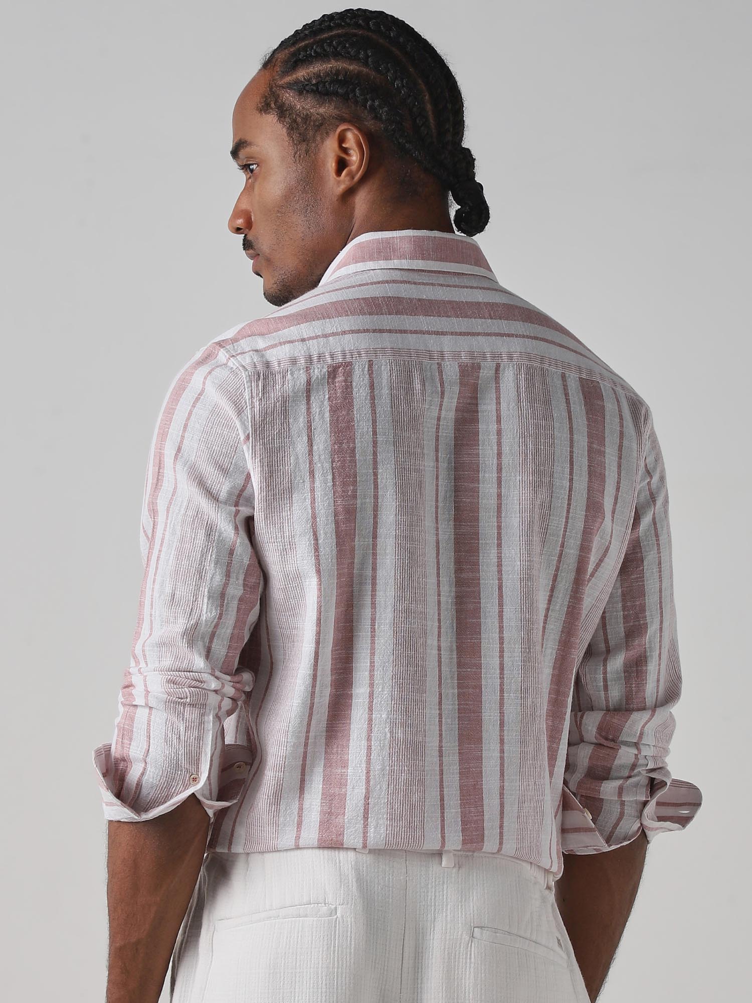 Pastel Pink Stripes Men Shirt