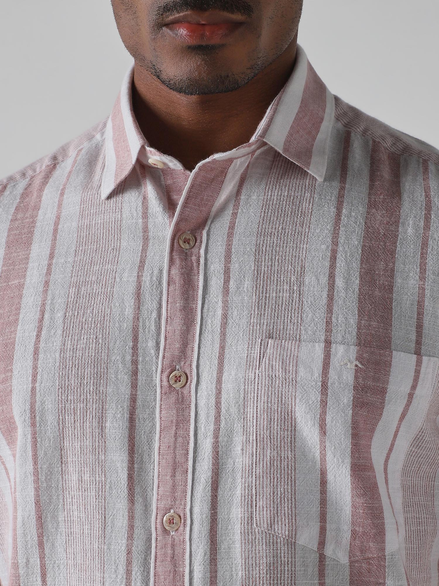 Pastel Pink Stripes Men Shirt