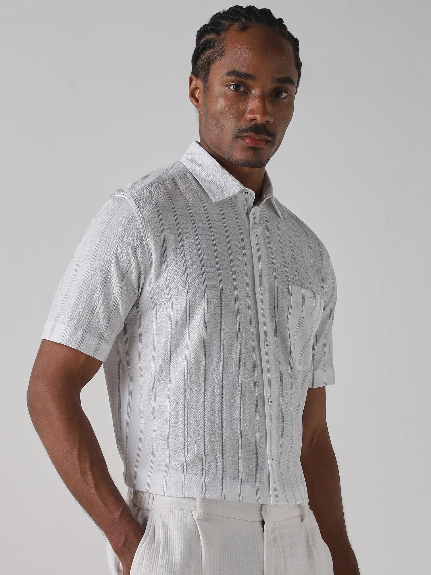 Snow White Stripes Men Shirt