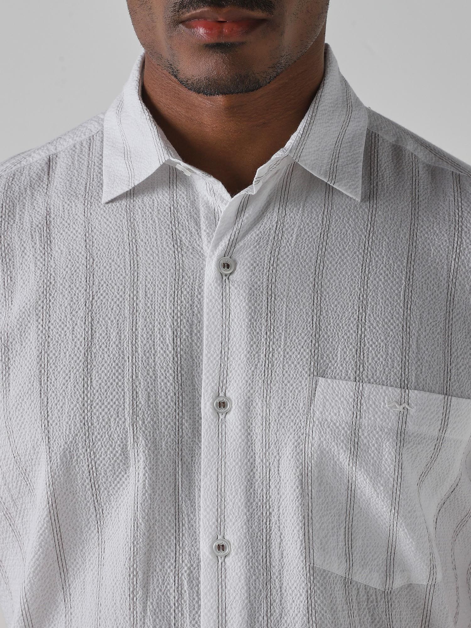 Snow White Stripes Men Shirt