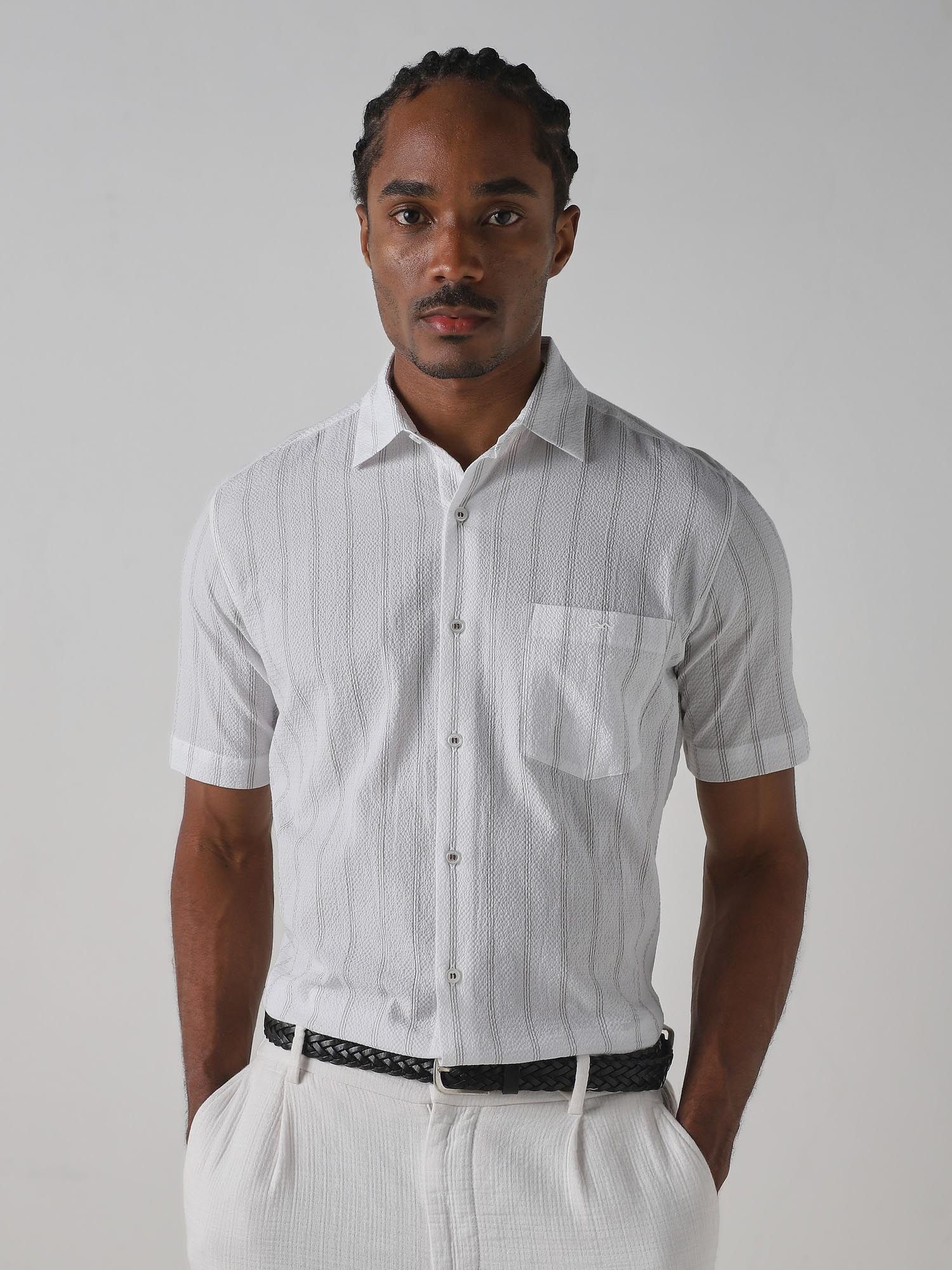 Snow White Stripes Men Shirt