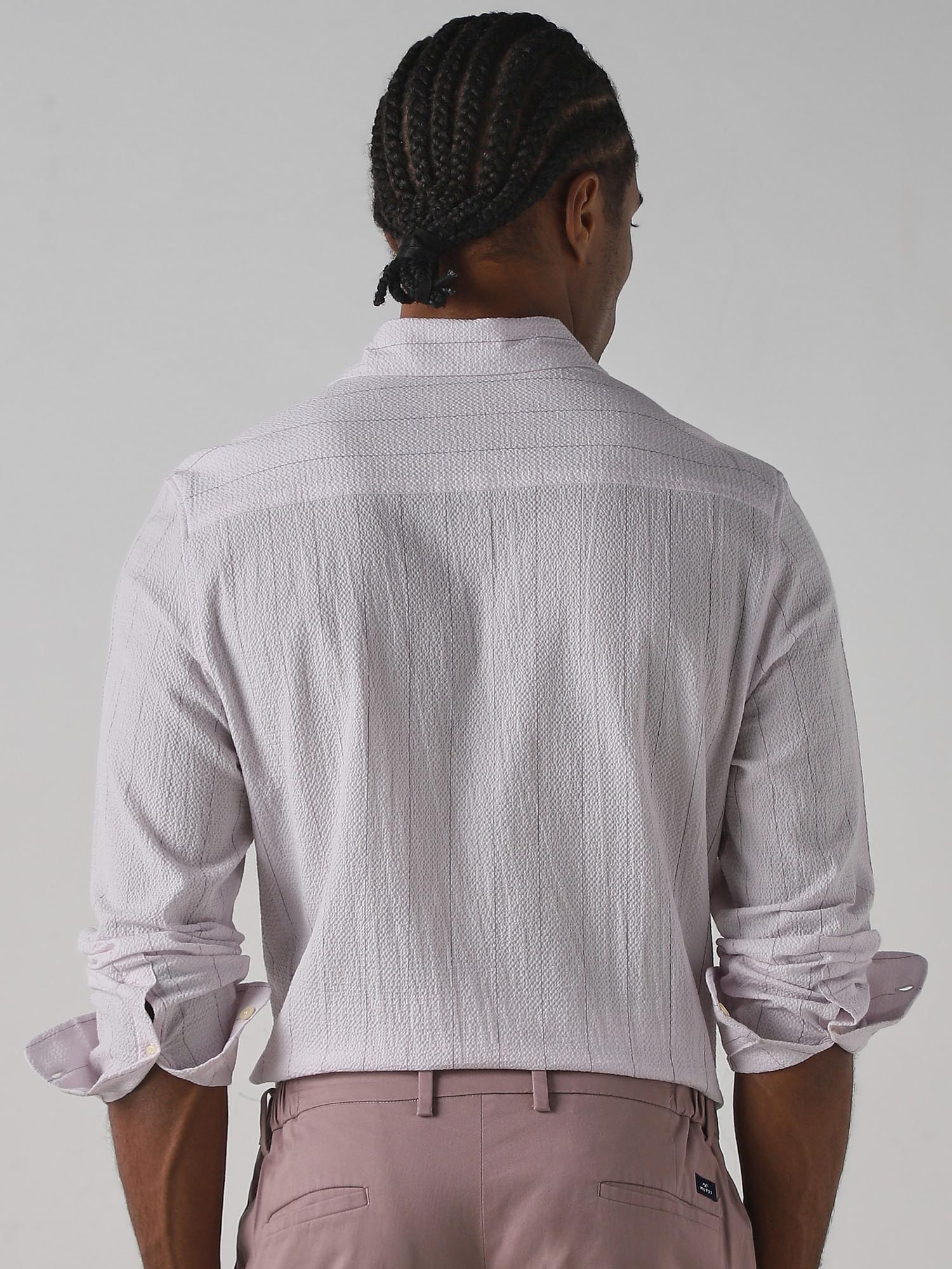 Light Pink Stripes Men Shirt