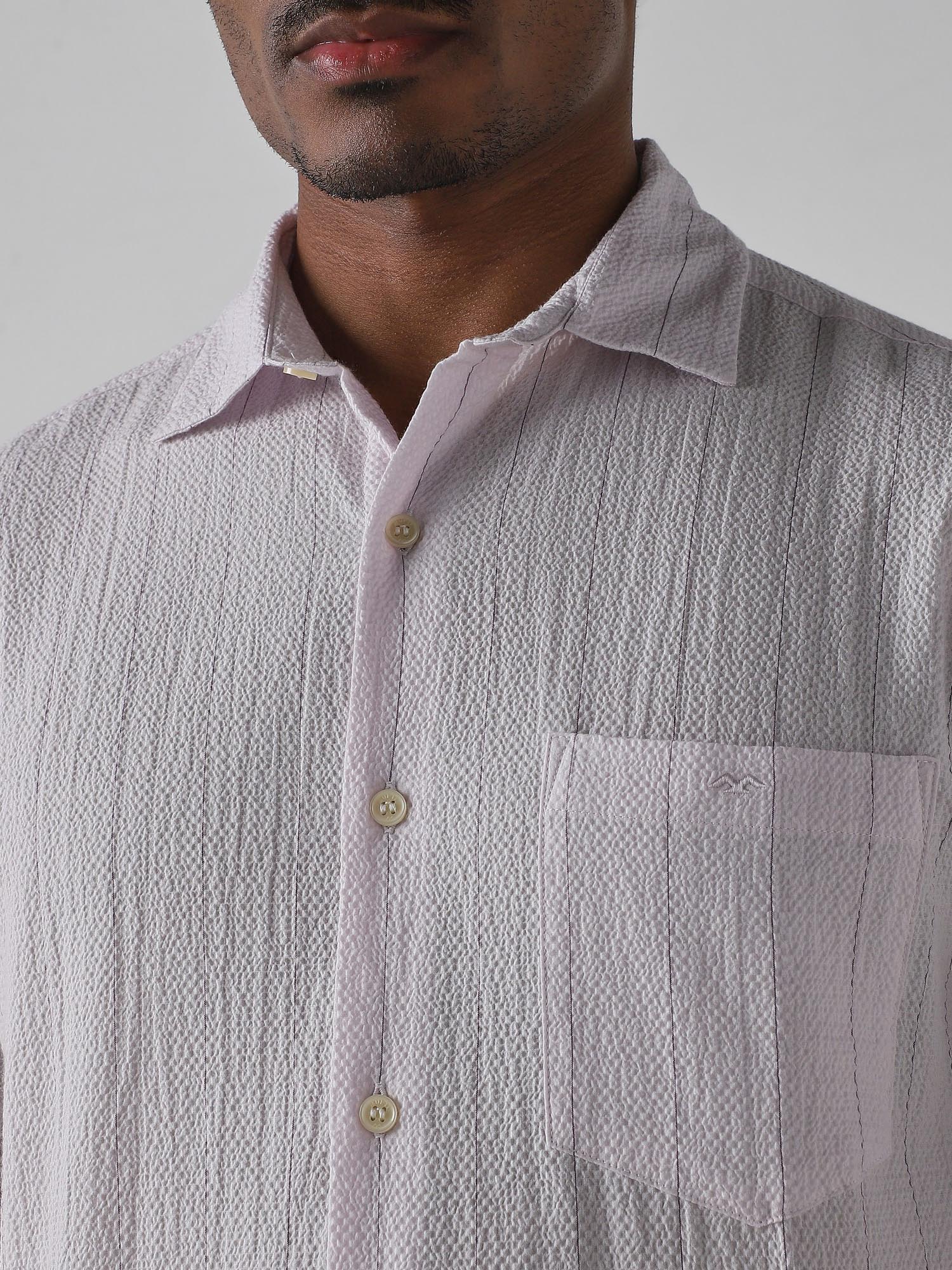 Light Pink Stripes Men Shirt