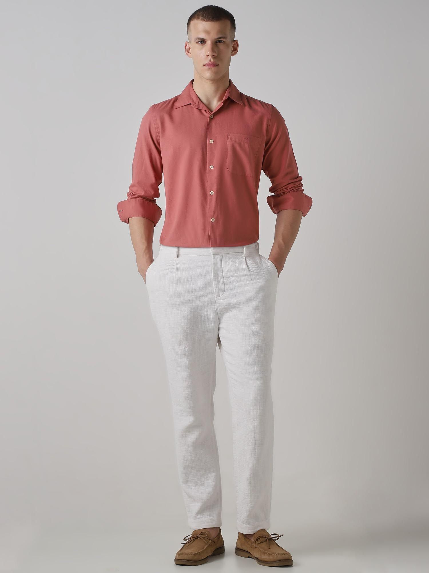 Muted Rose Pink Solid Men Shirt