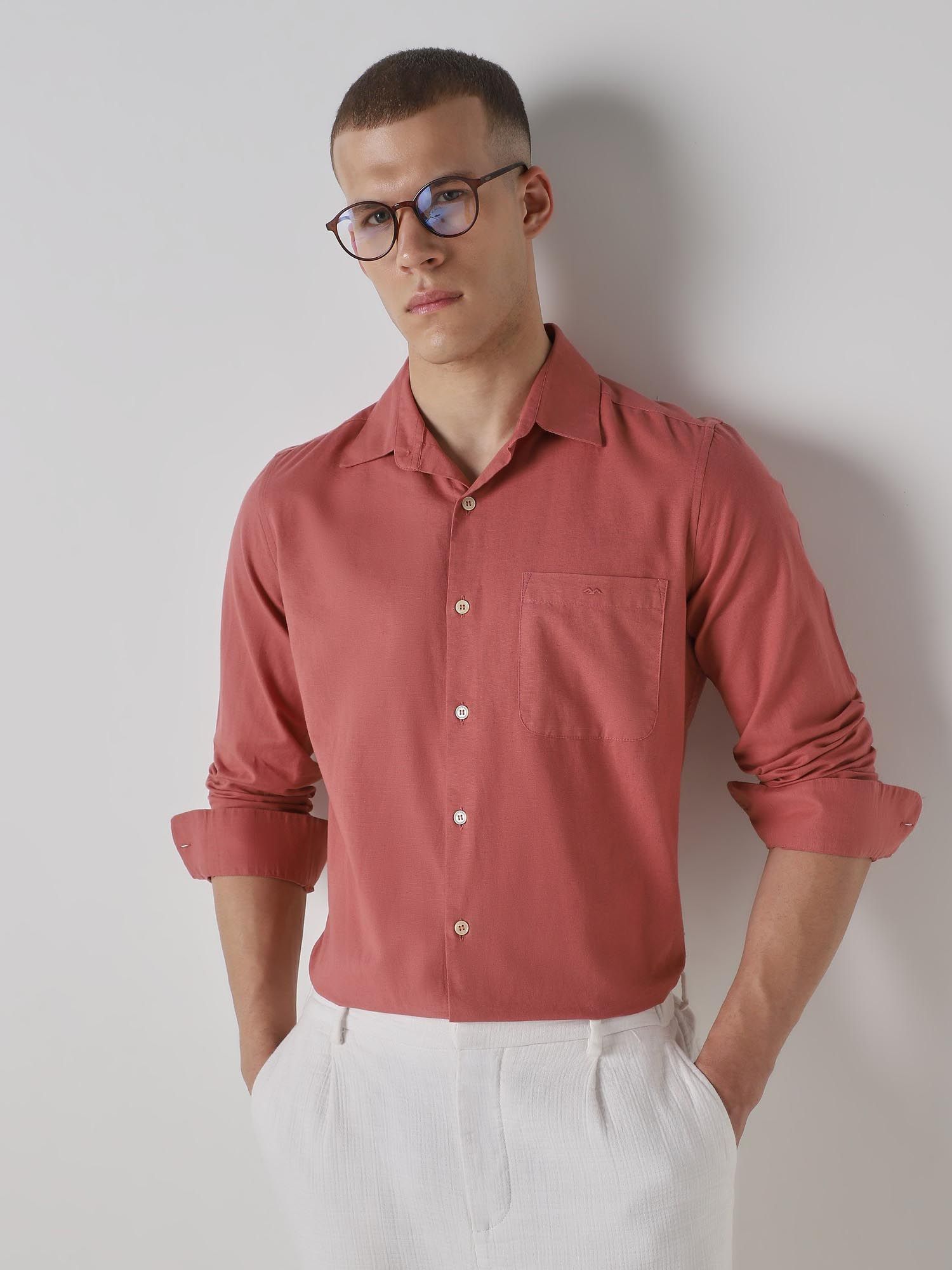Muted Rose Pink Solid Men Shirt