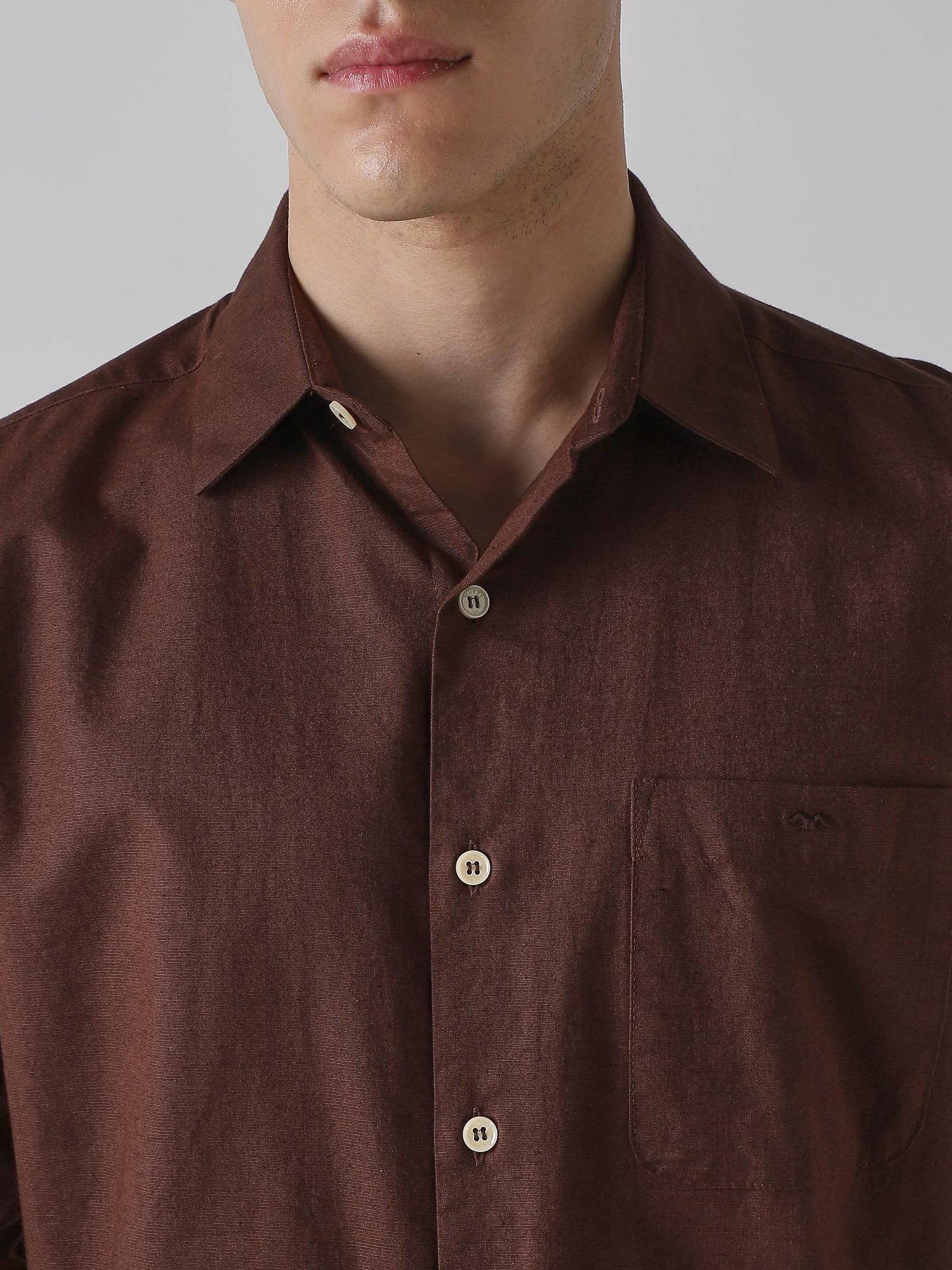 Rich Deep Brown Solid Men Shirt