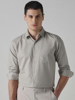 Mufti - Light Grey Solid Men Shirt