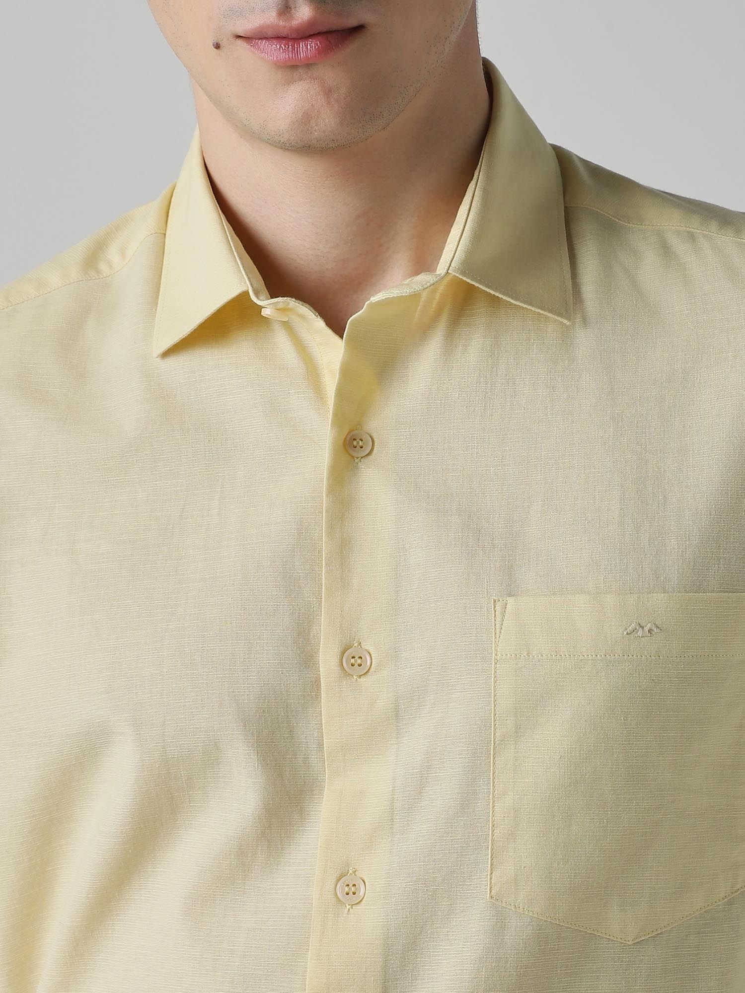 Light Yellow Solid Men Shirt