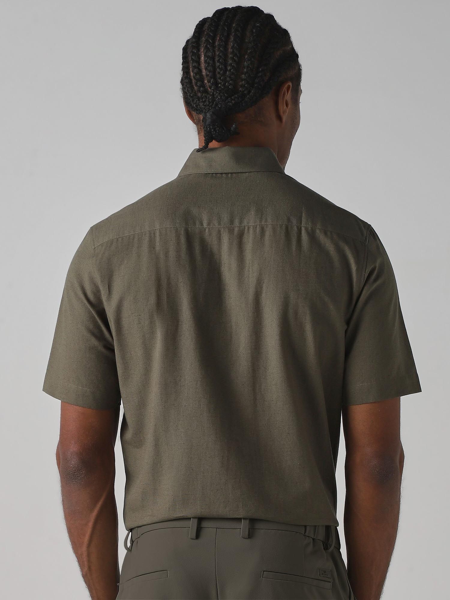 Olive Solid Men Shirt
