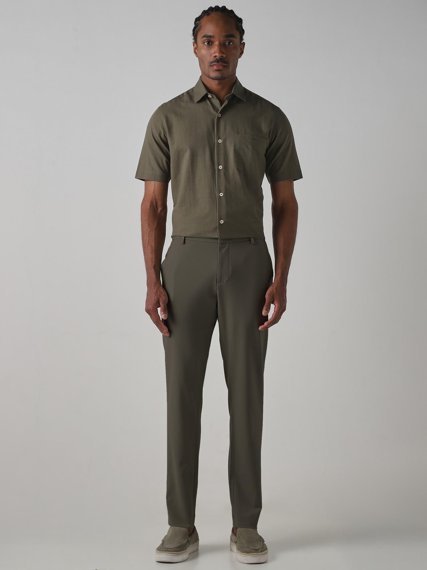 Olive Solid Men Shirt