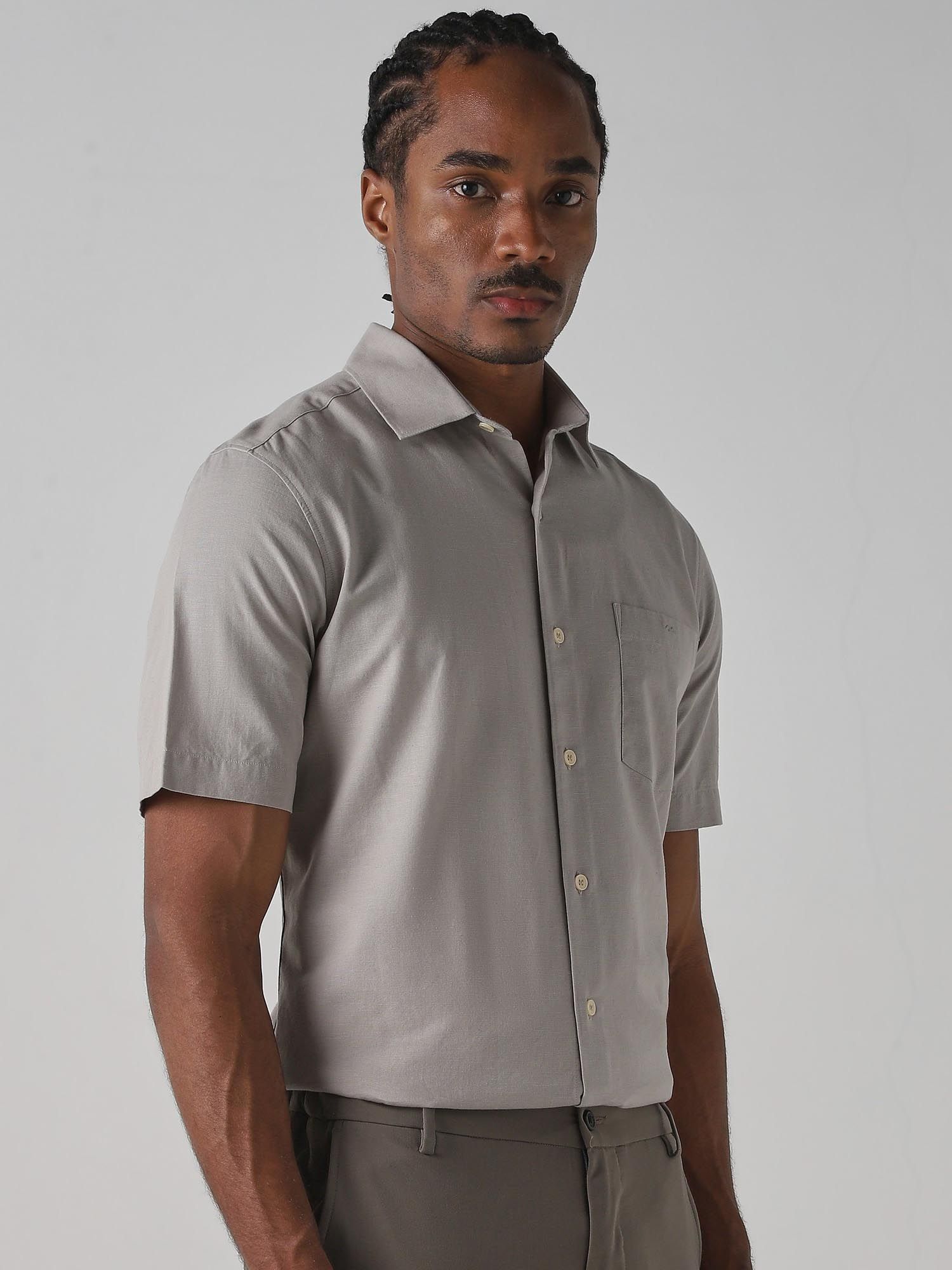 Muted Taupe Solid Men Shirt