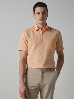 Mufti - Soft Peach Orange Solid Men Shirt